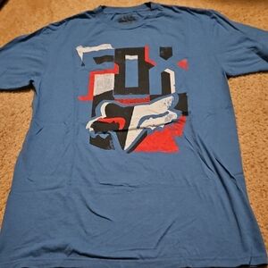 Vintagw Fox Men's Blue and Red Graphic Tee Slim Fit
